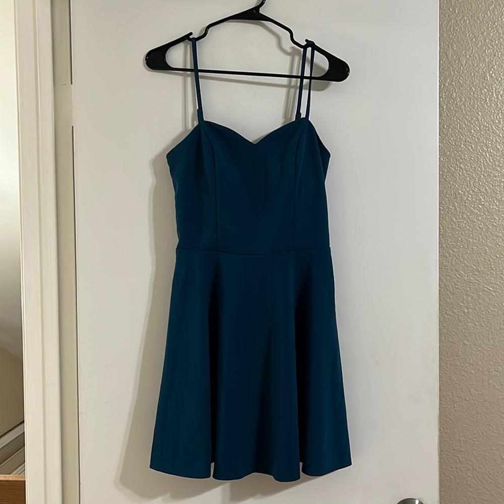 Macy’s/Emerald Sundae Navy Crisscross Back Cocktail Dress